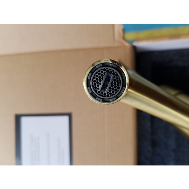 GRADE A2 - Arissa Round Brushed Brass Deck Mounted Bath Shower Mixer Tap