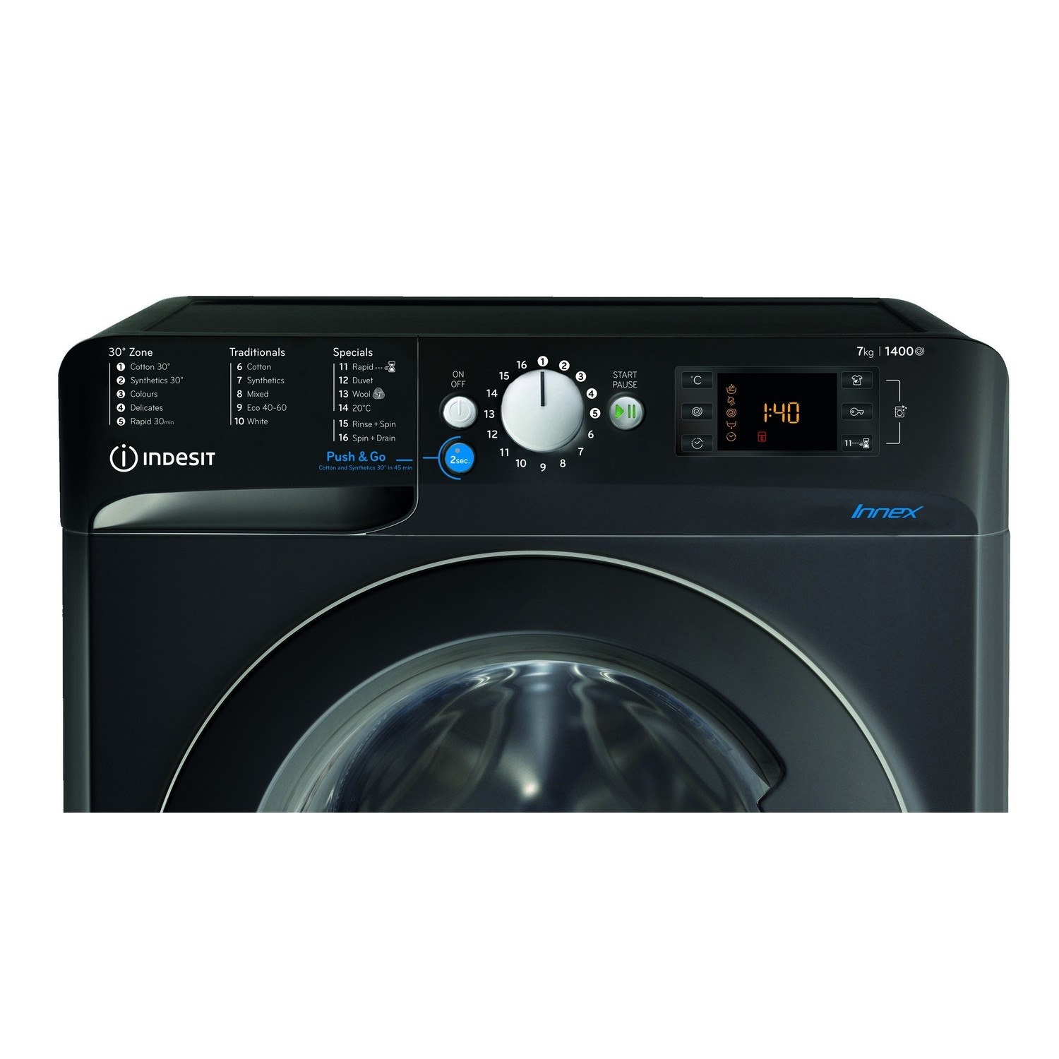 Indesit 7kg 1400rpm Freestanding Washing Machine Black BWE71452KUKN