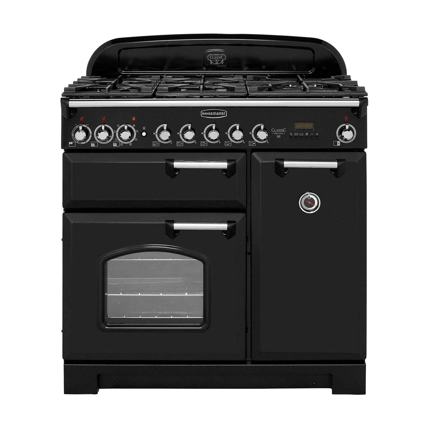 Rangemaster Classic Deluxe 90cm Dual Fuel Range Cooker - Black