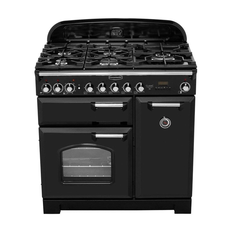 Rangemaster Classic Deluxe 90cm Dual Fuel Range Cooker - Black