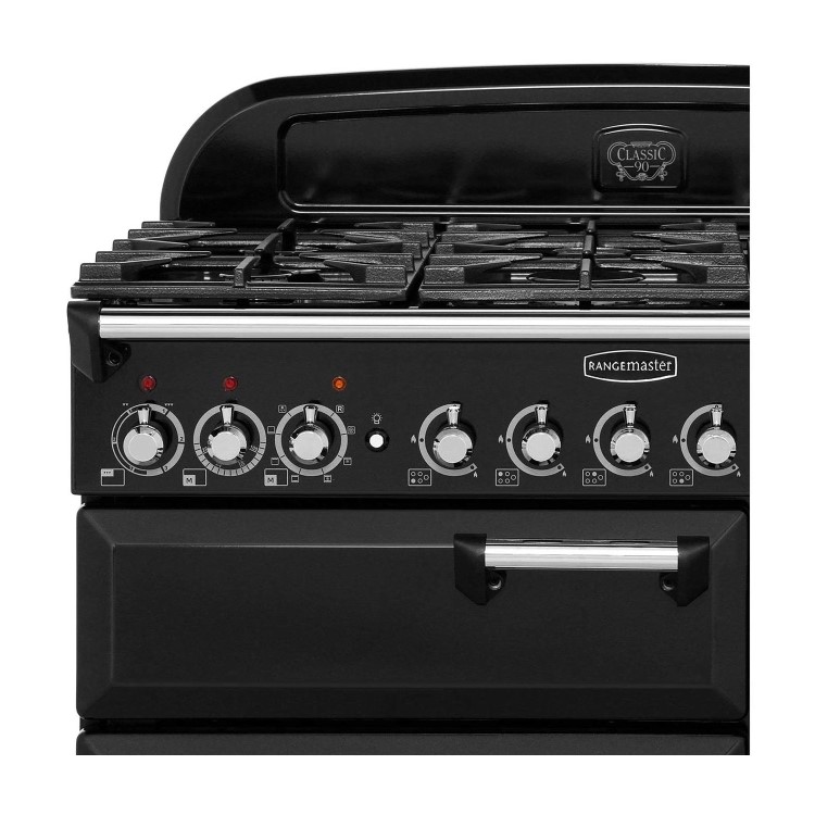 Rangemaster Classic Deluxe 90cm Dual Fuel Range Cooker - Black