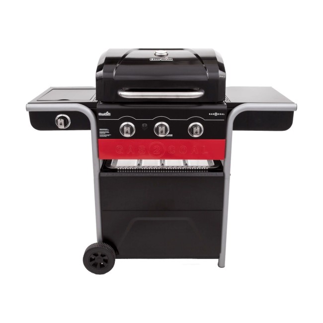 Refurbished Char-Broil Gas2Coal 330 Dual Fuel BBQ 3 Burner Gas & Charcoal Grill with Side Burner