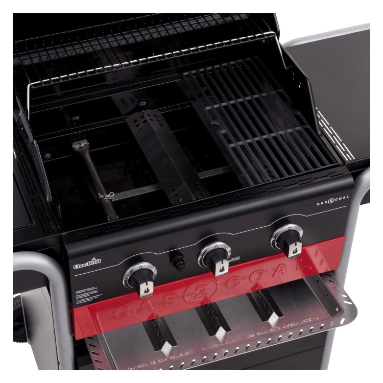 Refurbished Char-Broil Gas2Coal 330 Dual Fuel BBQ - 3 Burner Gas & Charcoal Grill with Side Burner