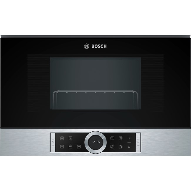 Refurbished Bosch BEL634GS1B Serie 8 21L 900W Built-in Microwave with Grill Stainless Steel