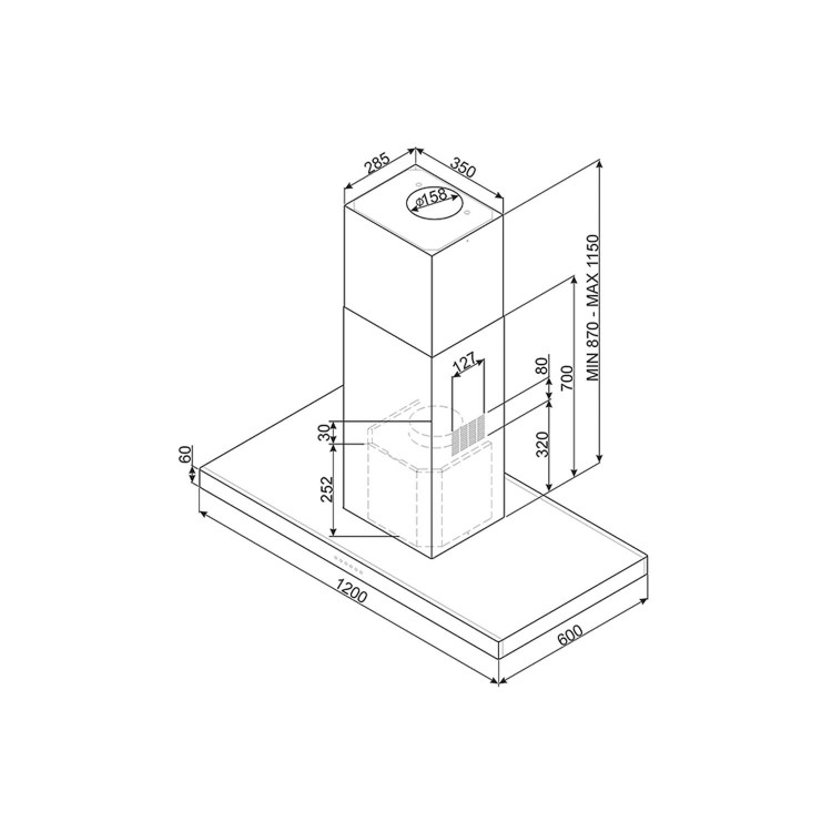 GRADE A3 - Smeg KI120XE 120cm Island Cooker Hood Stainless Steel