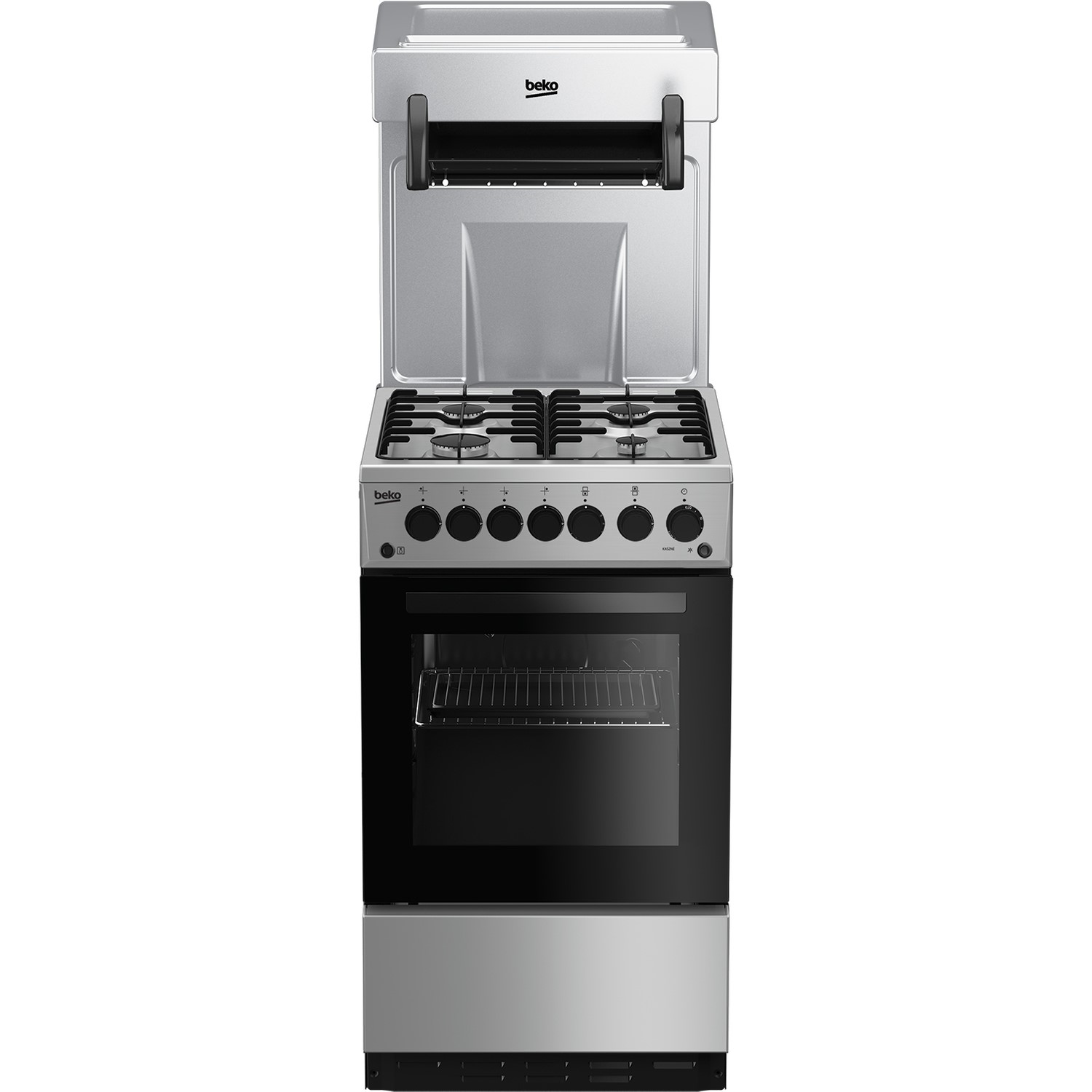 Beko 50cm Gas Cooker with Eye Level Grill - Silver