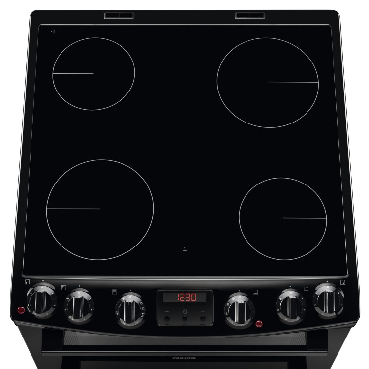 Zanussi 60cm Double Oven Electric Cooker with Catalytic Liners - Black