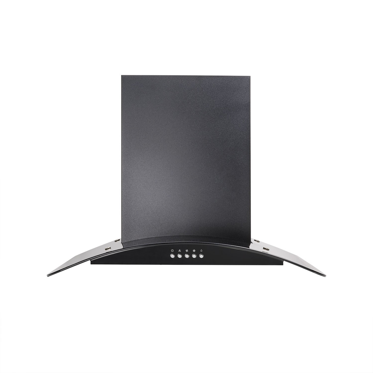 5 Years Parts and 2 Years Labour electriQ 60cm Satin Black Curved Glass Push Button Control Cooker Hood 