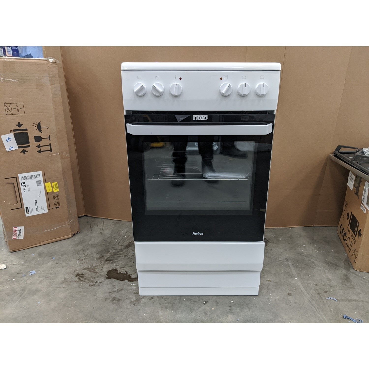 Refurbished Amica AFC1530WH 50cm Four Zone Ceramic Hob Electric Cooker