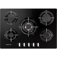 Refurbished Rangemaster RMB70HPNGFGL 73cm 5 Burner Gas Hob Black Glass