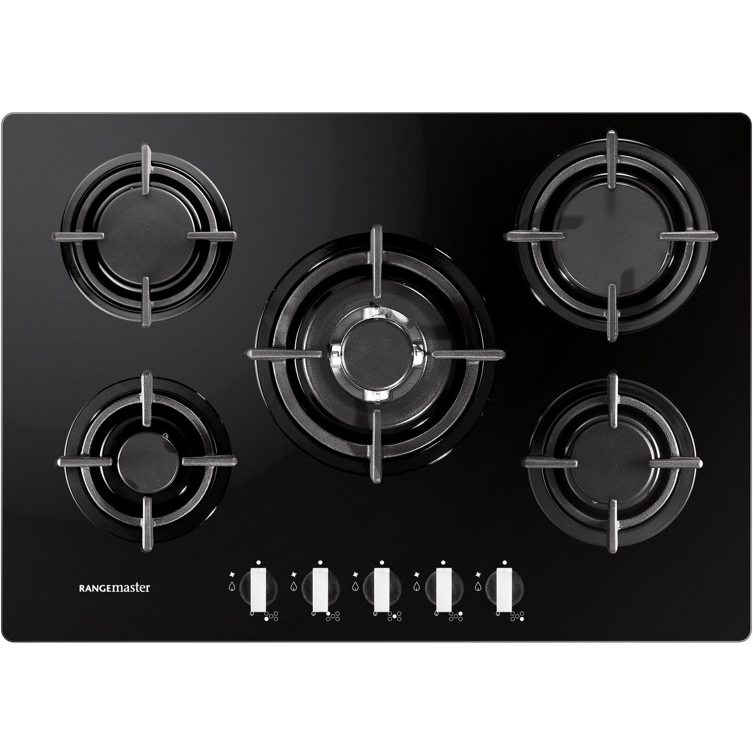 Refurbished Rangemaster RMB70HPNGFGL 70cm 5 Burner Gas Hob Black Glass