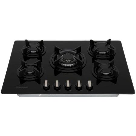 Refurbished Rangemaster RMB70HPNGFGL 73cm 5 Burner Gas Hob Black Glass