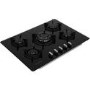 Rangemaster 70cm 5 Burner Black Glass Gas Hob with Wok Burner