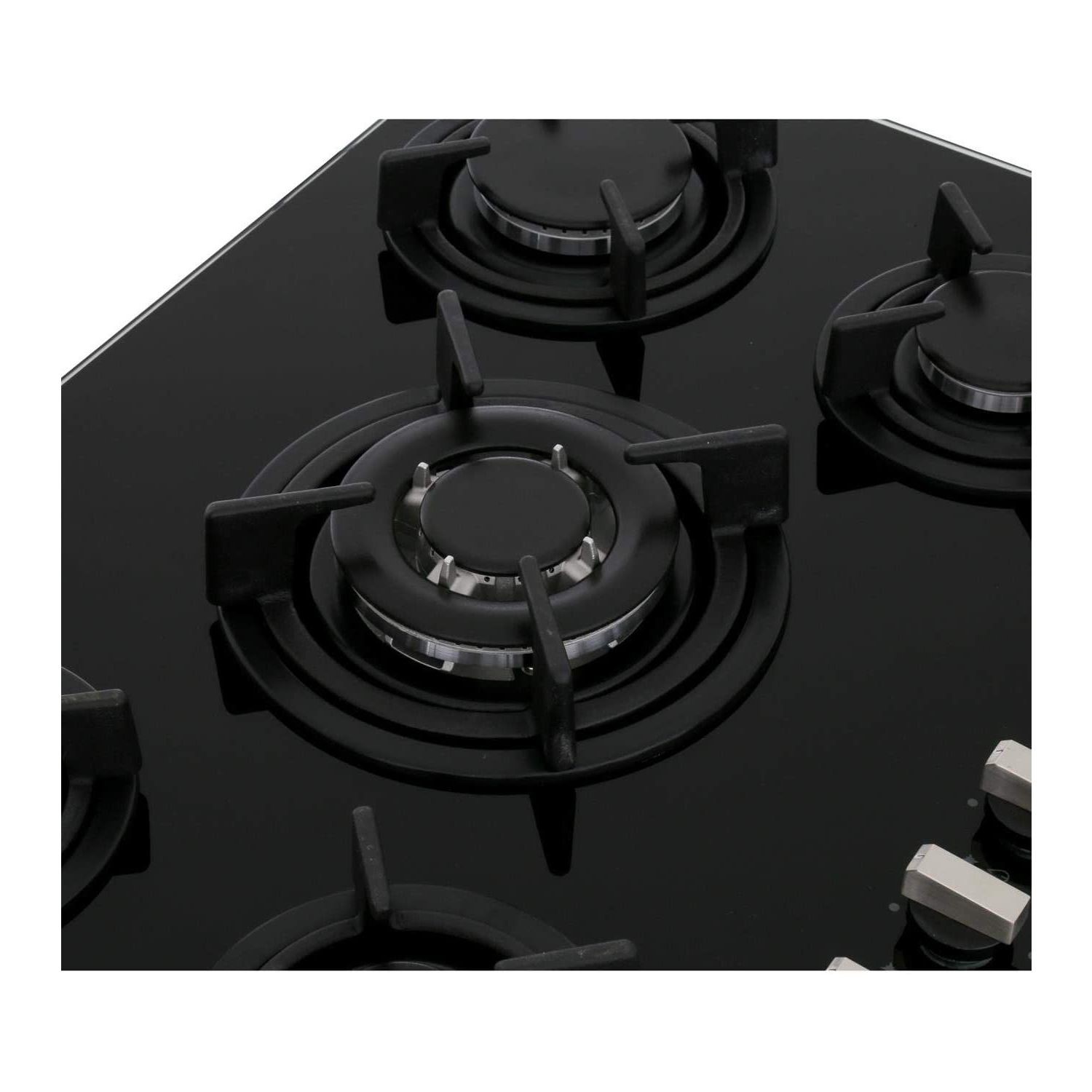 Rangemaster 73cm 5 Burner Black Glass Gas Hob with Wok Burner