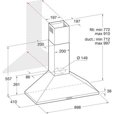 Refurbished Hotpoint PHPN95FLMX 90cm Chimney Cooker Hood Stainless Steel