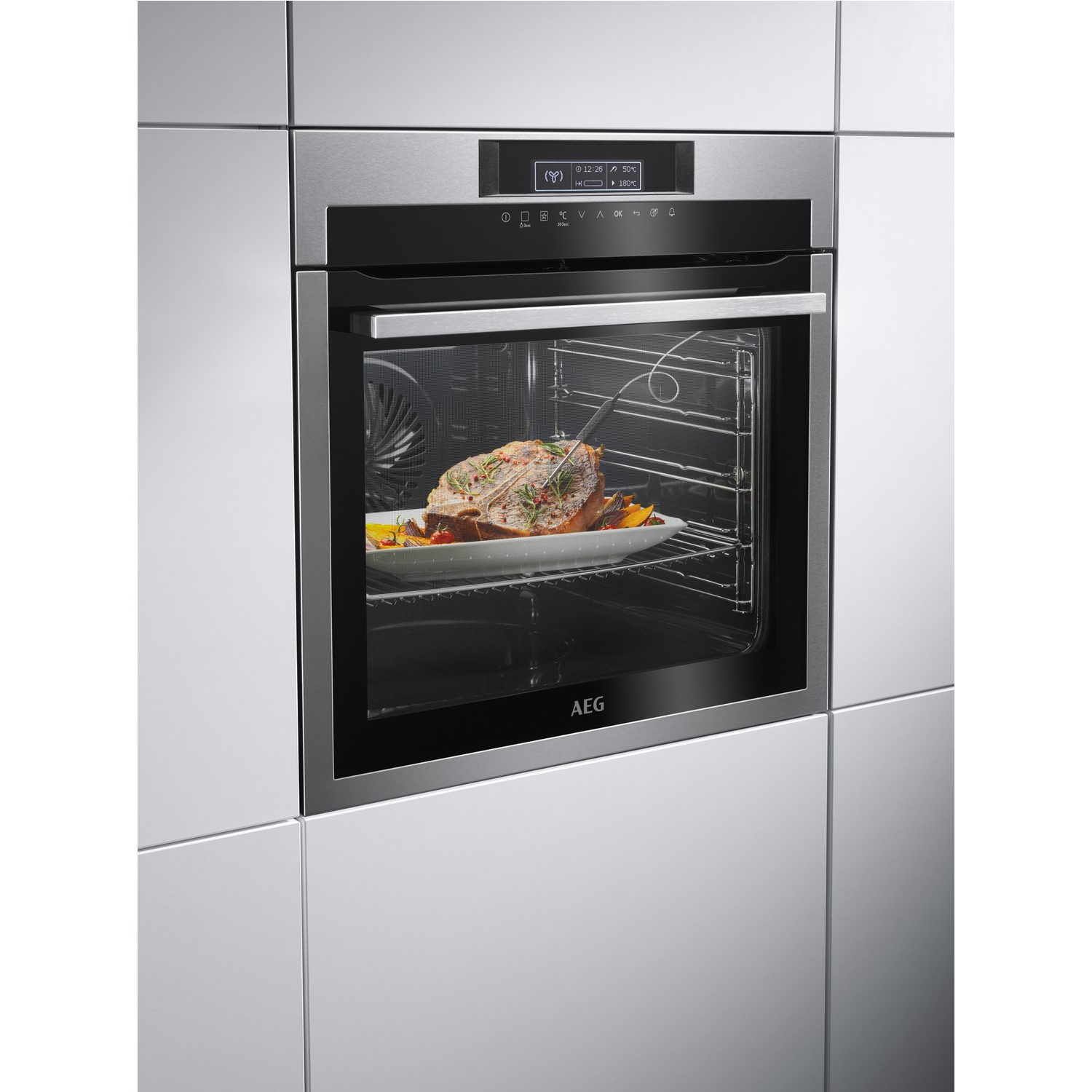 AEG AEG BPK742320M Pyrolytic Built-In A Rated Electric Single Oven with Food Sensor 