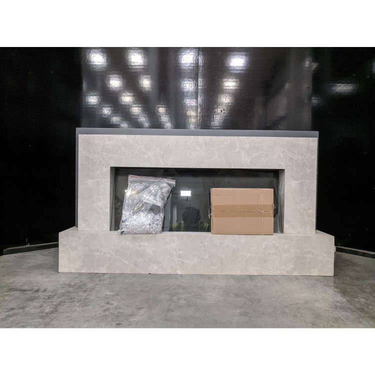 GRADE A3 - Beige Concrete Effect Freestanding Alexa Electric Fireplace - Amberglo