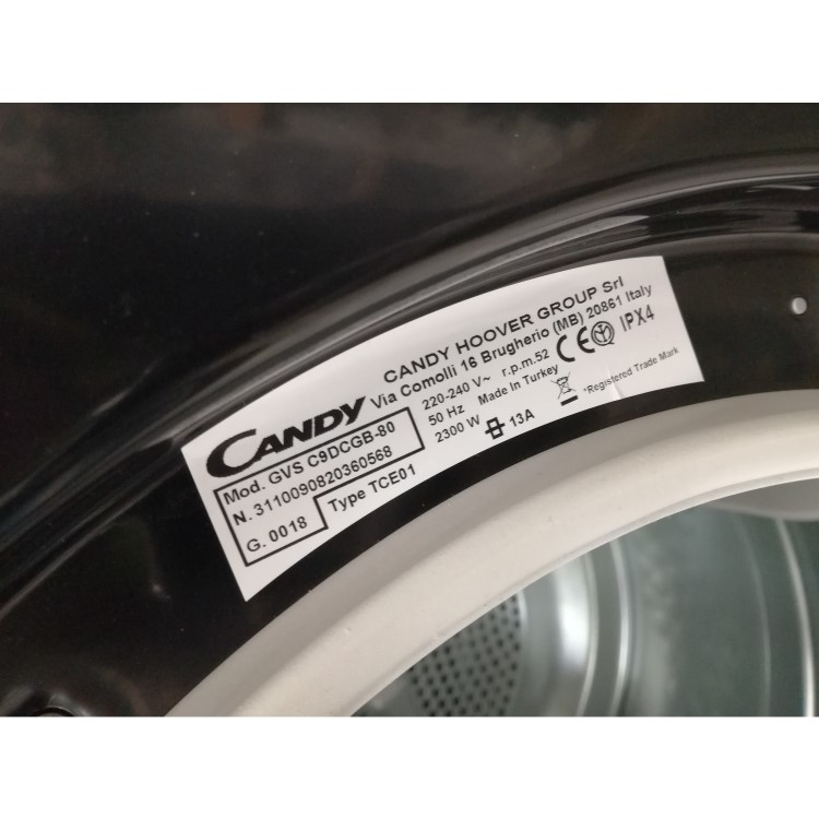 Refurbished Candy Grand'O Vita GVS C9DCGB Smart Freestanding Condenser 9KG Tumble Dryer Black