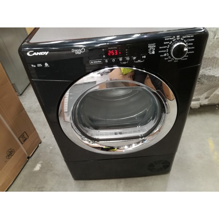 Refurbished Candy Grand'O Vita GVS C9DCGB Smart Freestanding Condenser 9KG Tumble Dryer Black