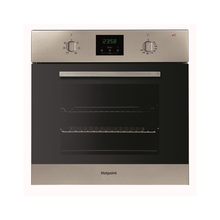 Refurbished Hotpoint AOY54CIX 60cm Single Built In Electric Oven with Catalytic Liners Stainless Steel