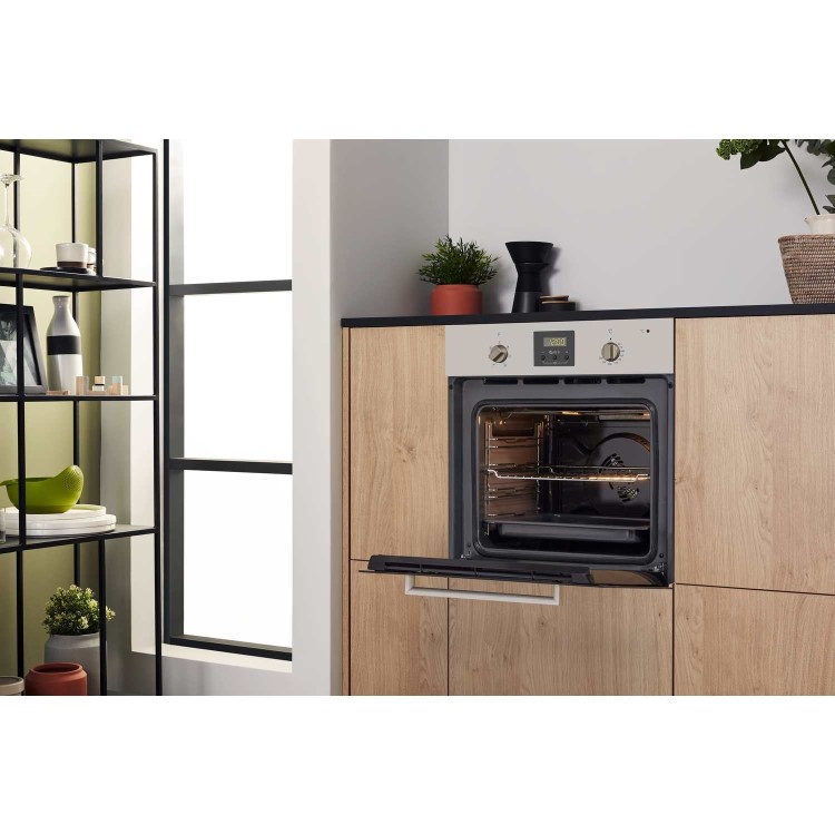 Refurbished Hotpoint AOY54CIX 60cm Single Built In Electric Oven with Catalytic Liners Stainless Steel