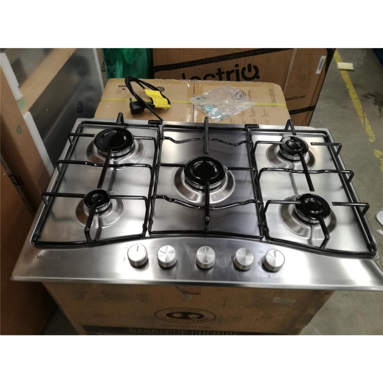 Refurbished Hotpoint PCN752UIXH 73cm 5 Burner Gas Hob Stainless Steel
