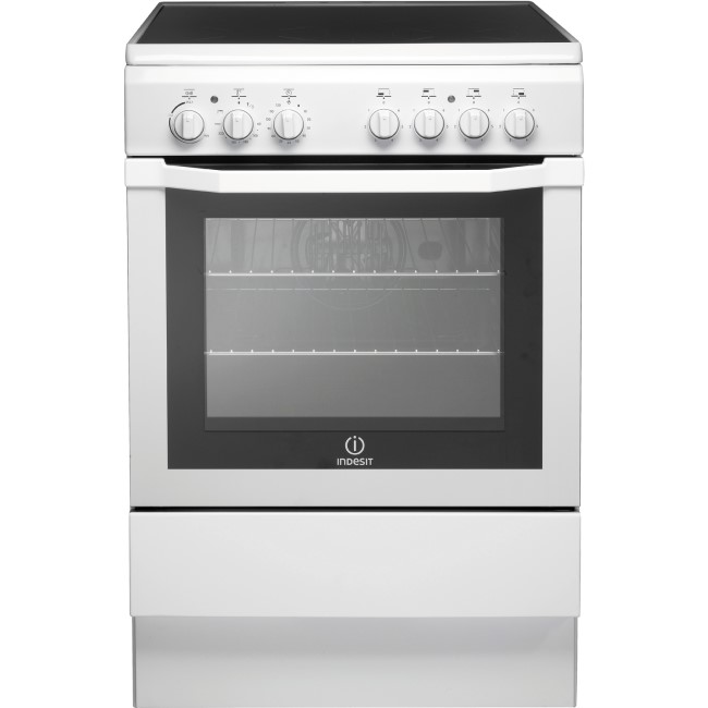 Refurbished Indesit I6VV2AW 60cm Single Oven Electric Cooker with Ceramic Hob  - White