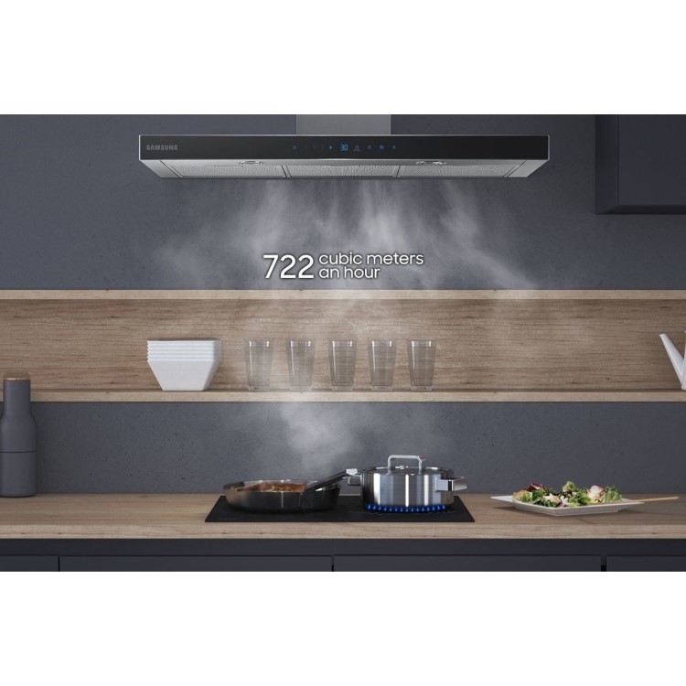 Samsung 90cm Slimline Chimney Cooker Hood with Auto Connectivity - Stainless Steel