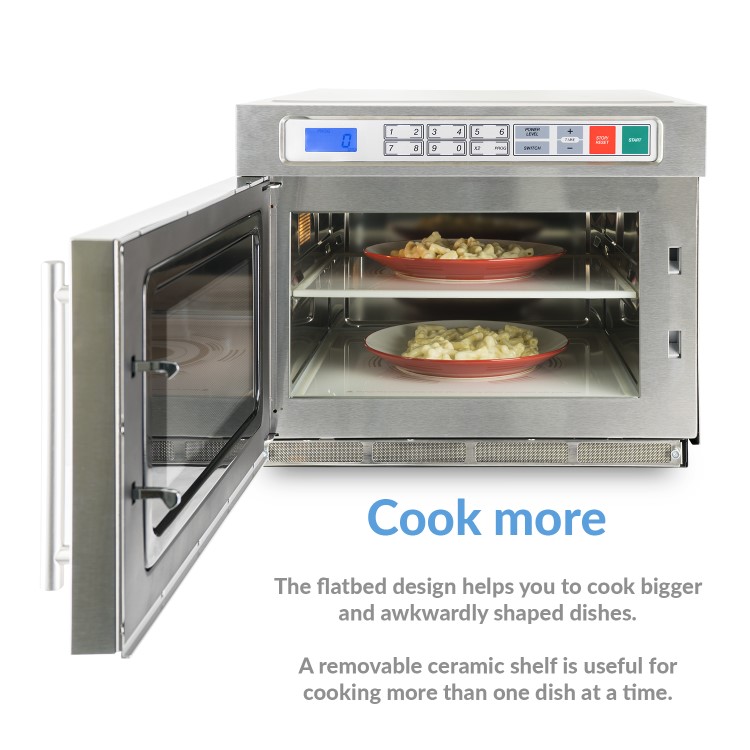 GRADE A2 - electriQ 1800W 30L Programmable Commercial Microwave for Commercial Kitchens & Catering - Stainless Steel