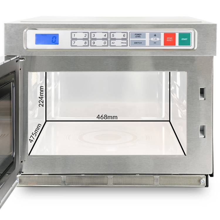 GRADE A2 - electriQ 1800W 30L Programmable Commercial Microwave for Commercial Kitchens & Catering - Stainless Steel