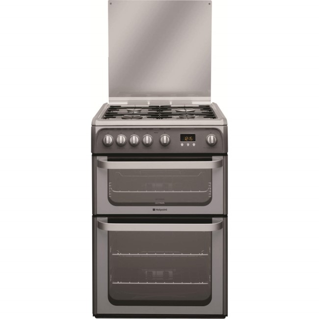 Hotpoint Ultima 60cm Double Oven Gas Cooker Graphite Grey HUG61G