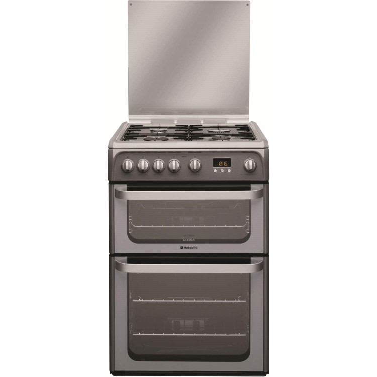 GRADE A3 - Hotpoint HUG61G Ultima 60cm Double Oven Gas Cooker - Graphite