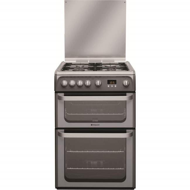 Hotpoint Ultima 60cm Double Oven Gas Cooker - Graphite Grey