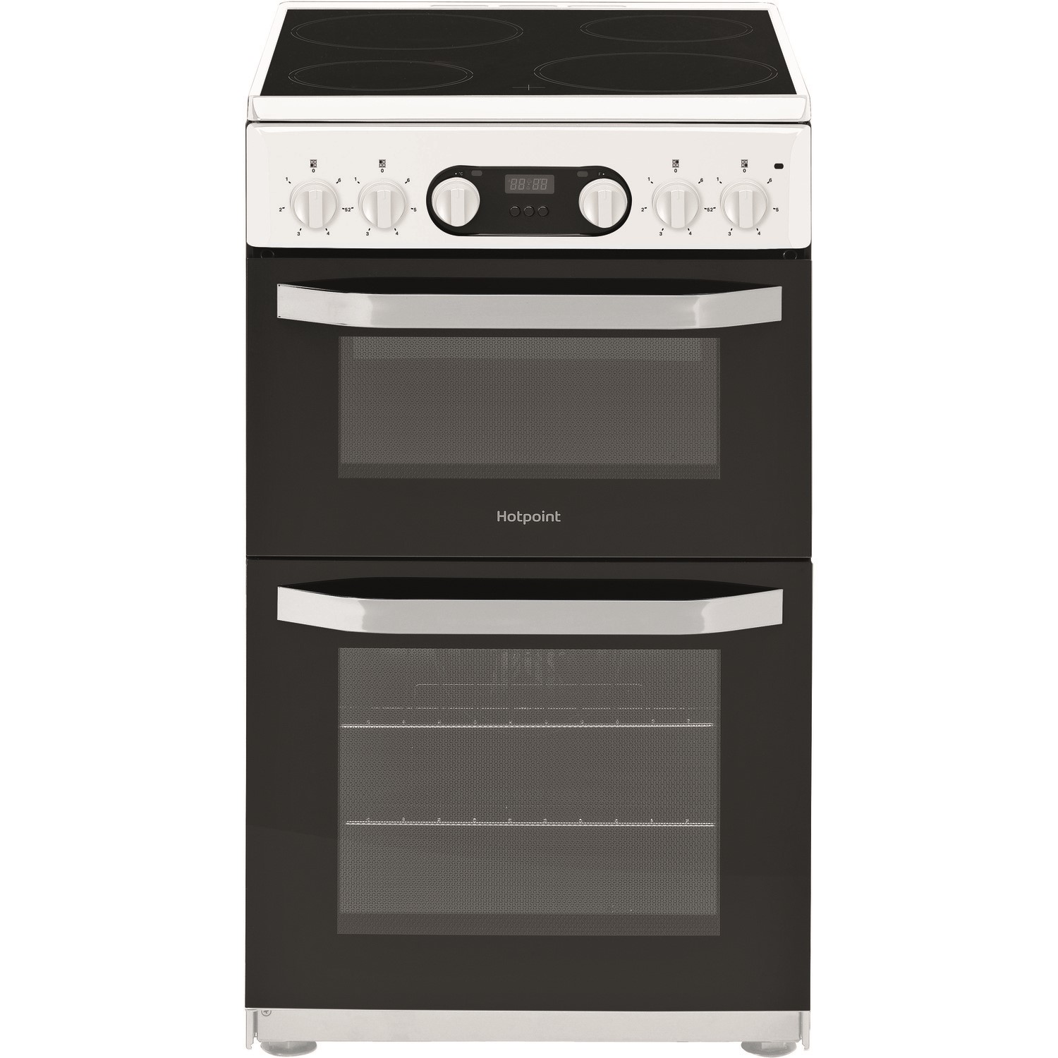 Hotpoint 50cm Double Oven Electric Cooker with Ceramic Hob - White