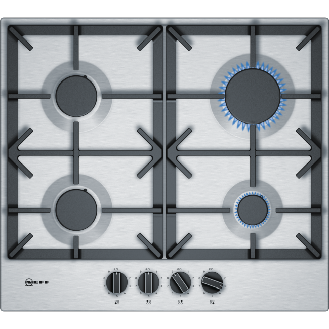 GRADE A3 - Neff T26DS49N0 N70 59cm Four Zone Gas Hob Stainless Steel With Cast Iron Pan Stands