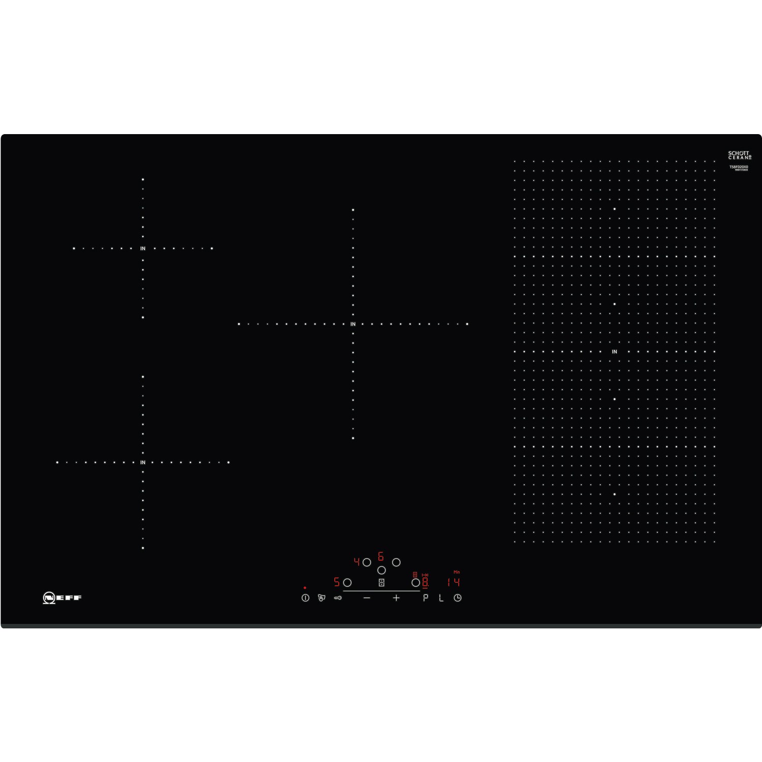 Refurbished Neff T58FD20X0 80cm Touch Control 5 Zone Induction Hob With FlexInduction Zone Black