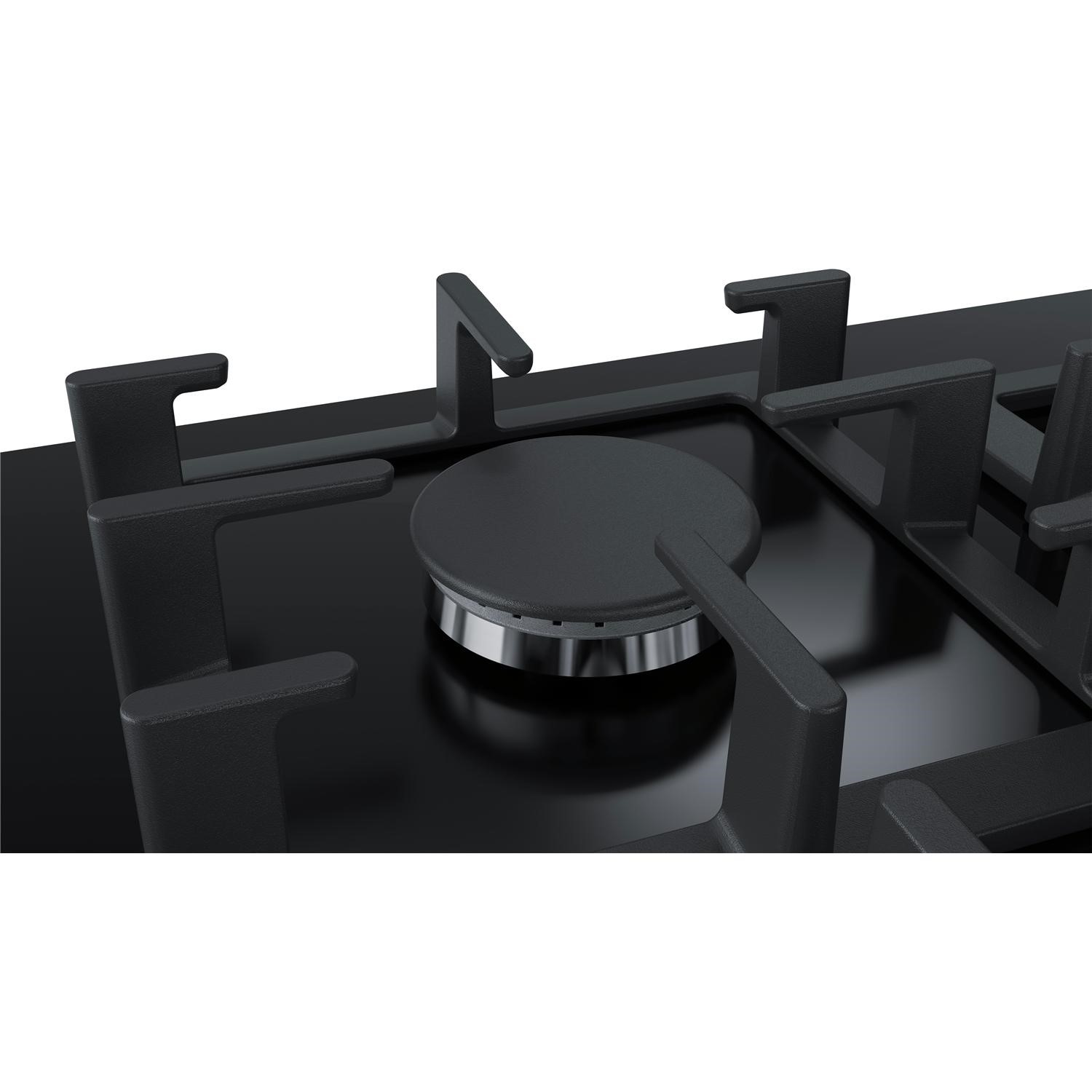 Bosch Series 6 75cm 5 Burner Gas Hob Black Glass PPQ7A6B90
