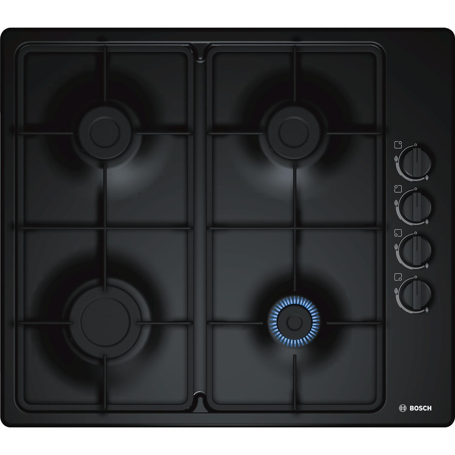 Bosch Serie 2 58cm 4 Burner Gas Hob Black PBP6B6B60 Appliances Direct