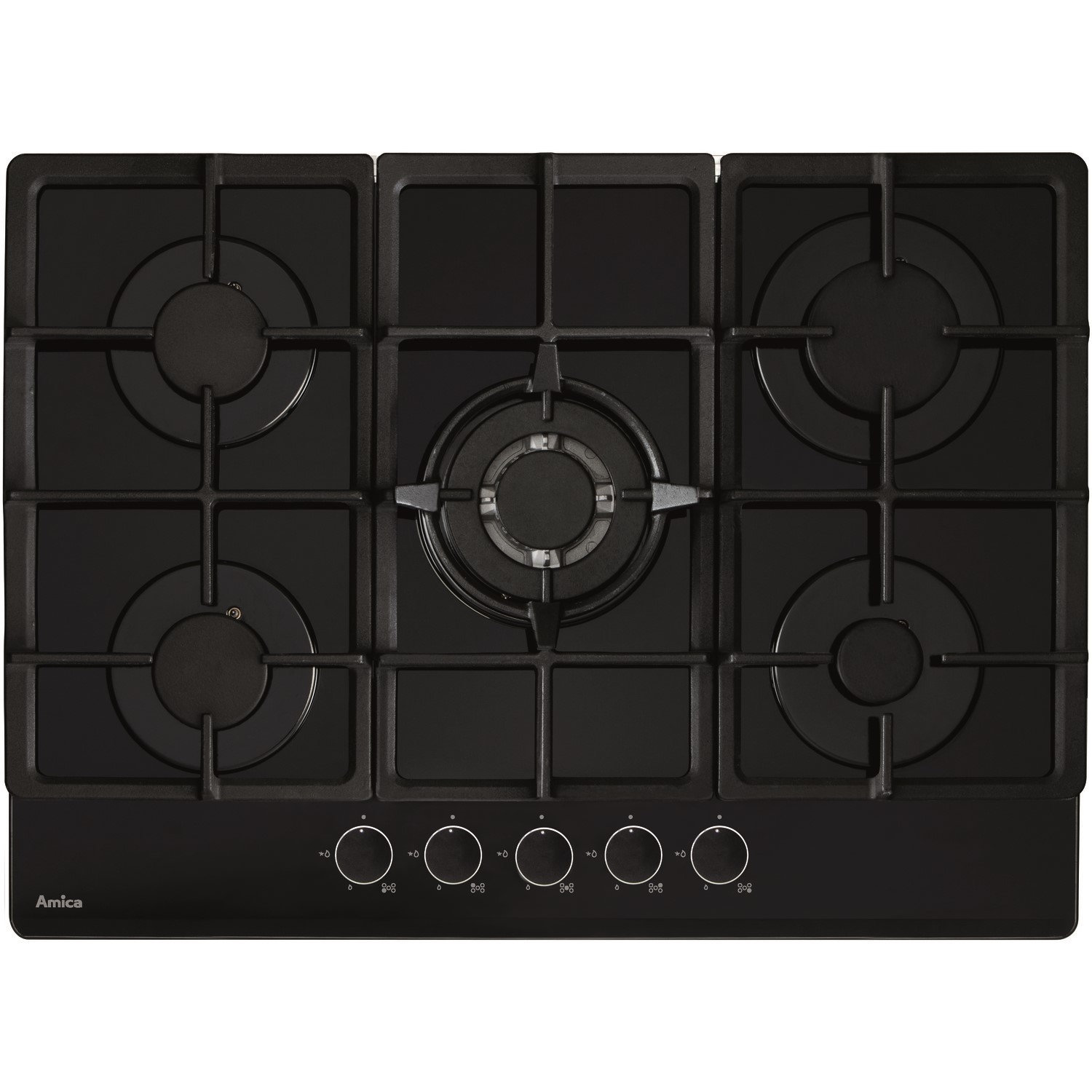 Refurbished Amica AGVH7300BL 70cm 5 Burner Gas on Glass Hob