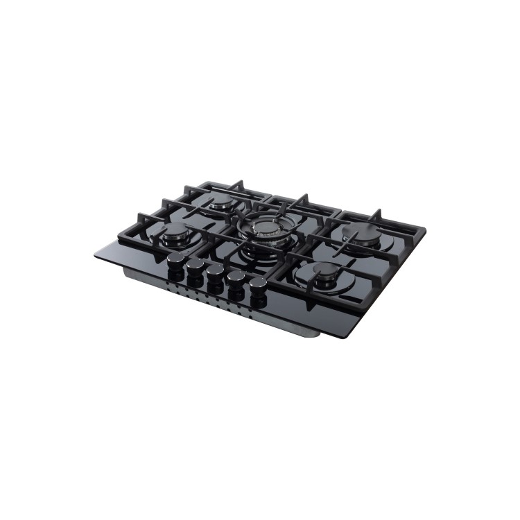 Refurbished Amica AGVH7300BL 70cm 5 Burner Gas Hob Black
