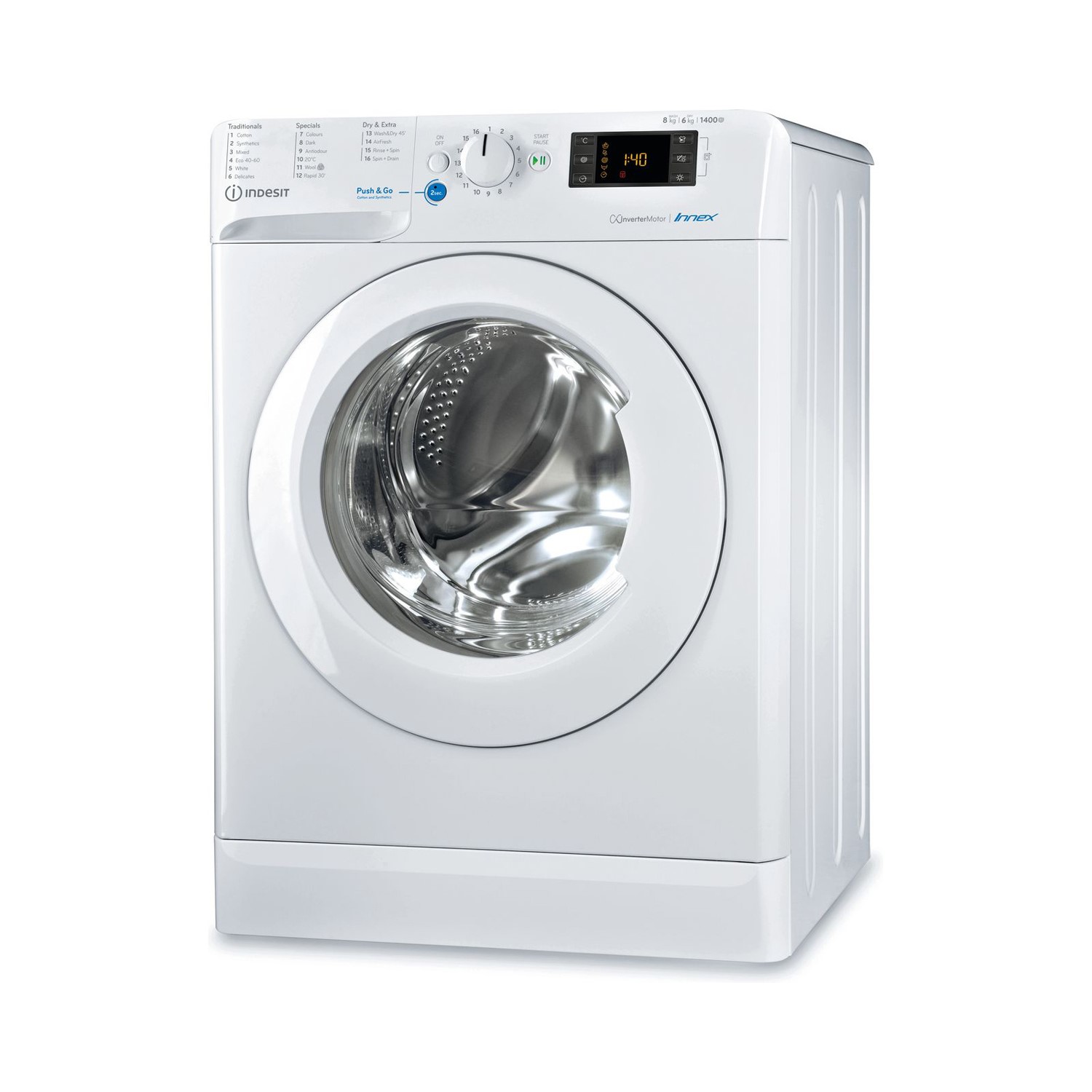 Indesit 8kg Wash 6kg Dry 1400rpm Freestanding Washer Dryer - White