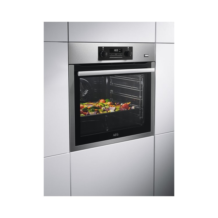 AEG BES255011M 71L Electric SteamBake Single Oven - Stainless Steel