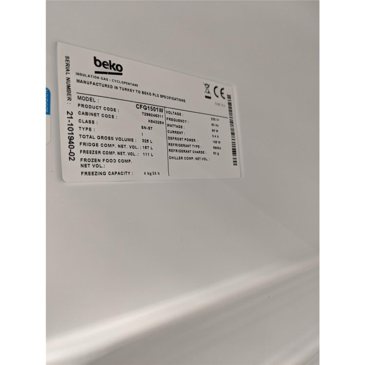 Refurbished Beko CFG1501W Freestanding 268 Litre 60/40 Frost Free Fridge Freezer