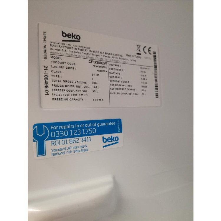 Refurbished Beko CFG3582W Freestanding 270 Litre 50/50 Frost Free Fridge Freezer