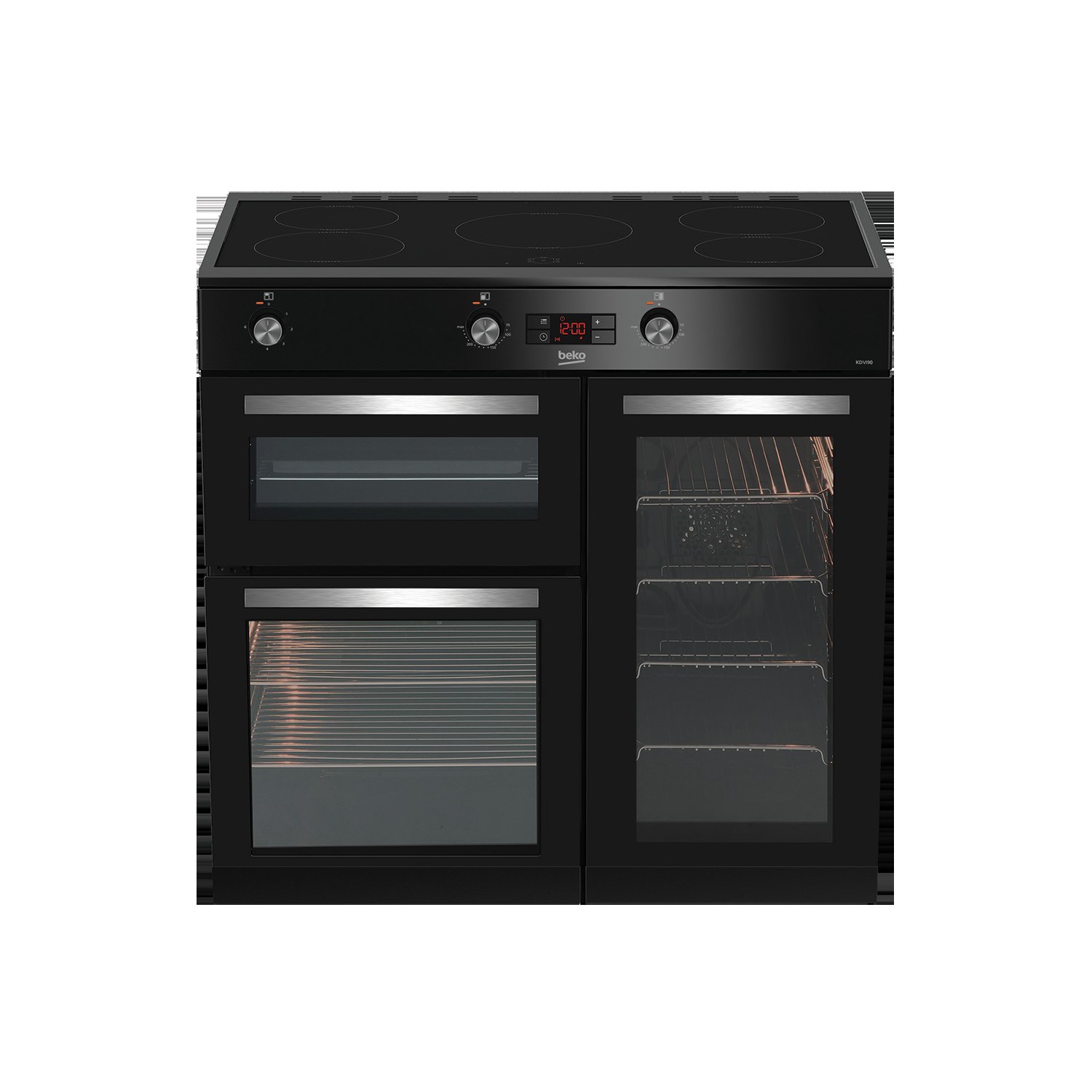 Beko 90cm Electric Range Cooker with Induction Hob - Black