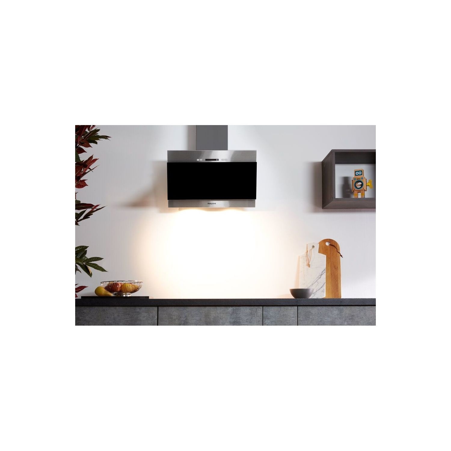 Refurbished Hotpoint PHVP64FALK 60cm Touch Control Angled Cooker Hood