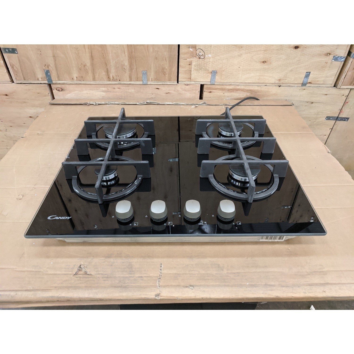 Refurbished Candy CVG6B 60cm Gas on Glass 4 Burner Gas Hob Black