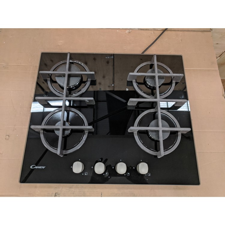 Refurbished Candy CVG6B 60cm Gas on Glass 4 Burner Gas Hob Black
