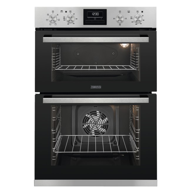 GRADE A1 - Zanussi ZOA35660XK Electric Built-in Double Oven With Programmable Timer - Stainless Steel