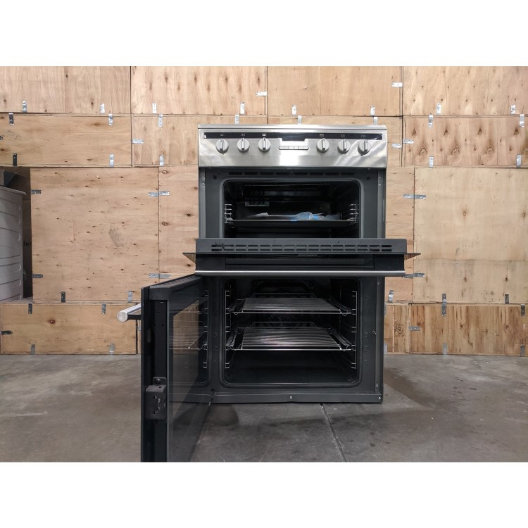 Refurbished Amica AFC6550SS 60cm Double Oven Electric Cooker with Ceramic Hob Stainless Steel
